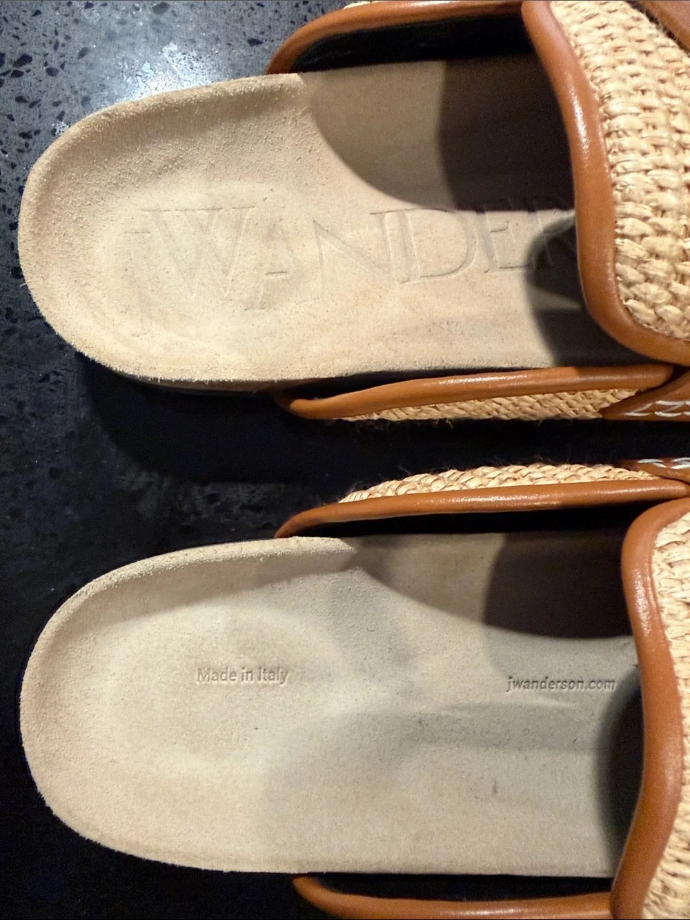 Men's JW Anderson Woven Slip-On Mules in Tan